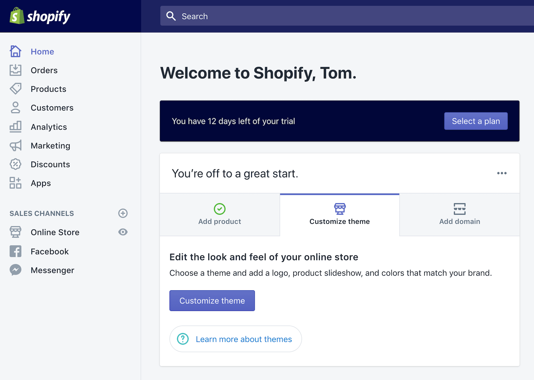 Shopify仪表板