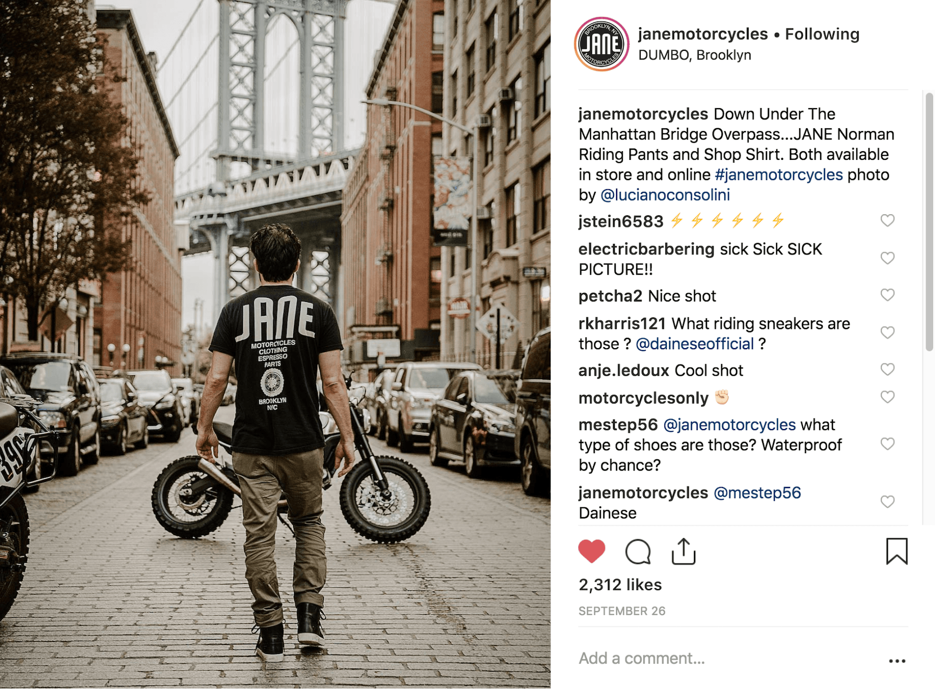简摩托车Instagram帖子