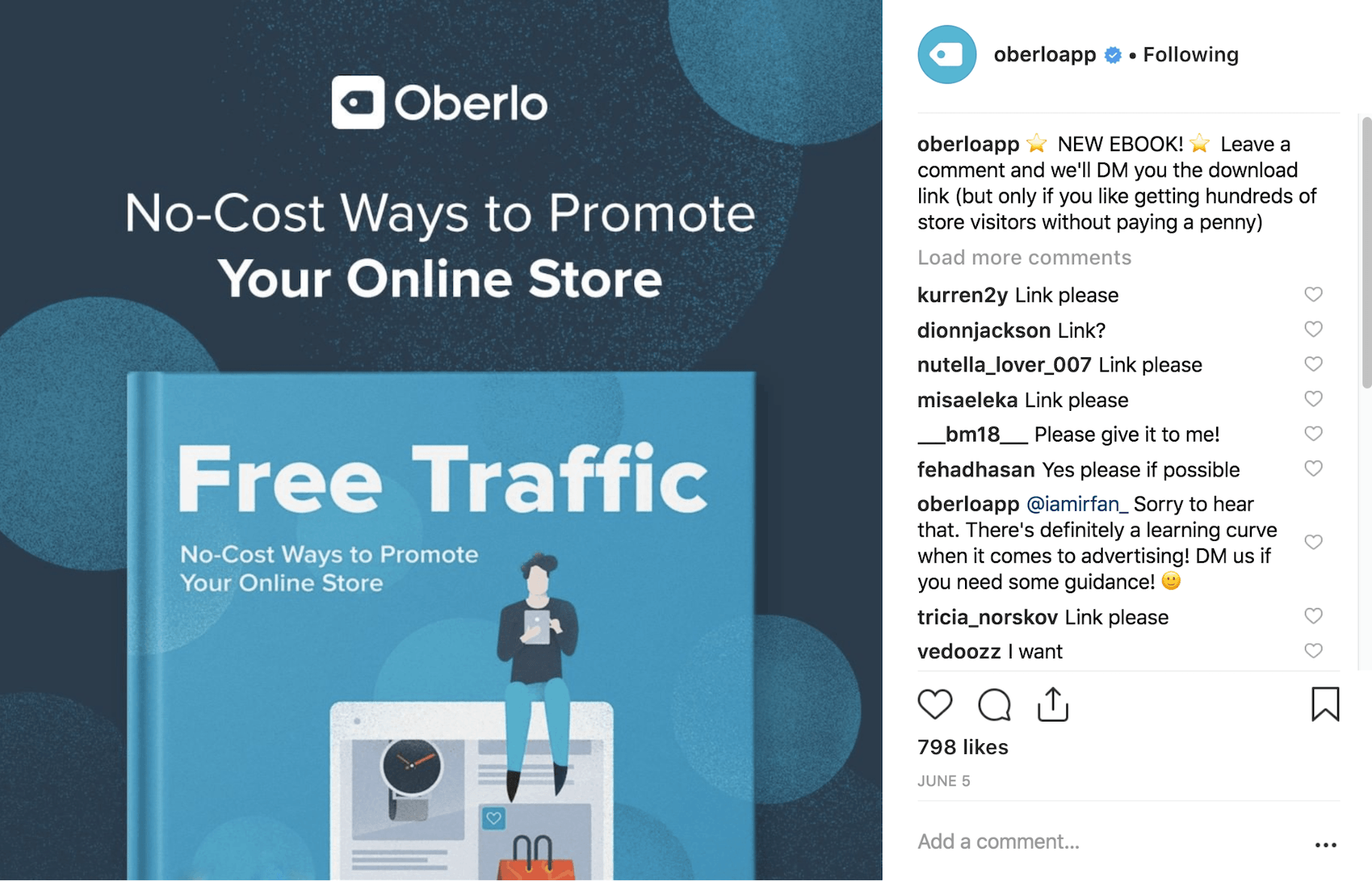 Oberlo Instagram发布