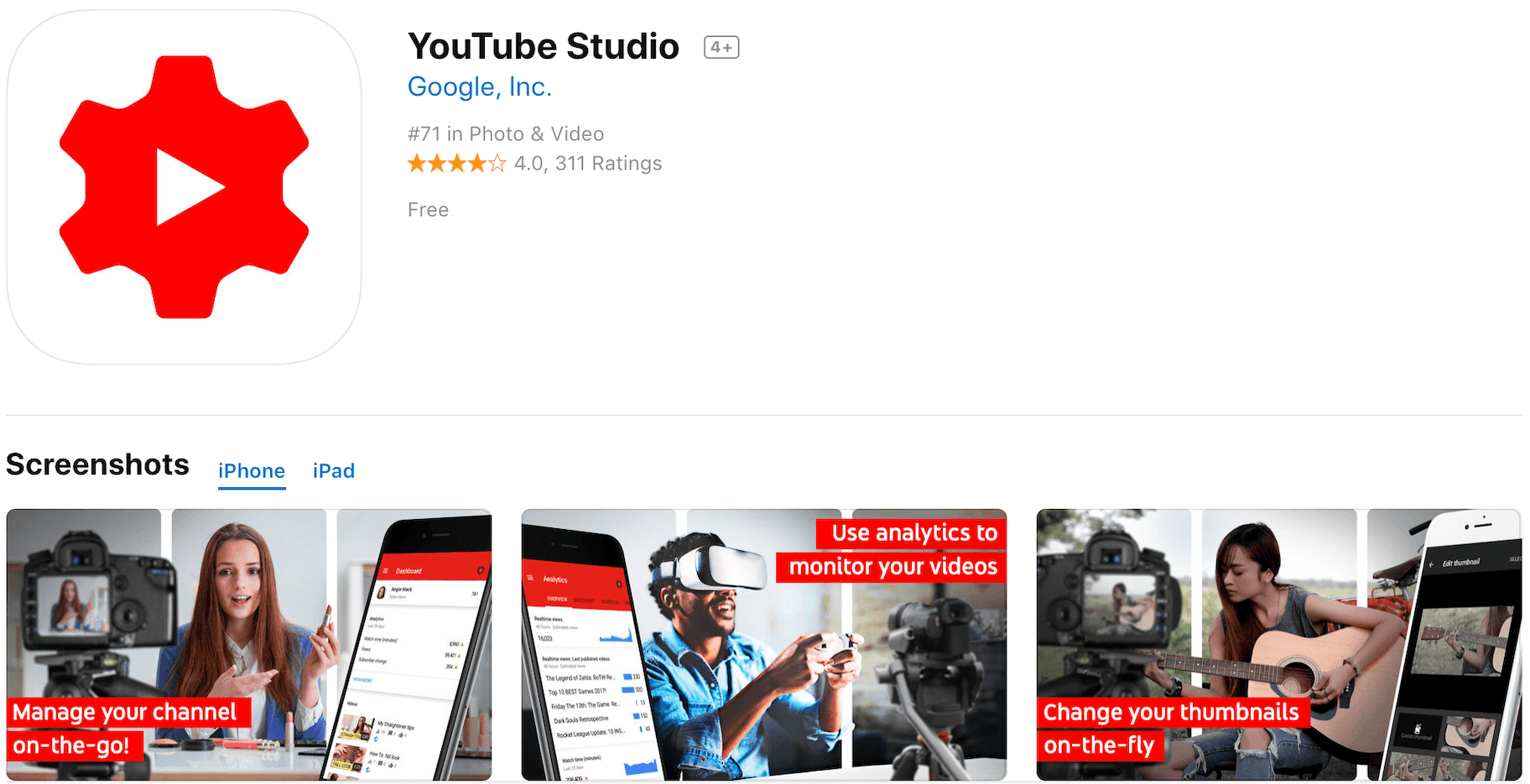 营销应用YouTube Studio