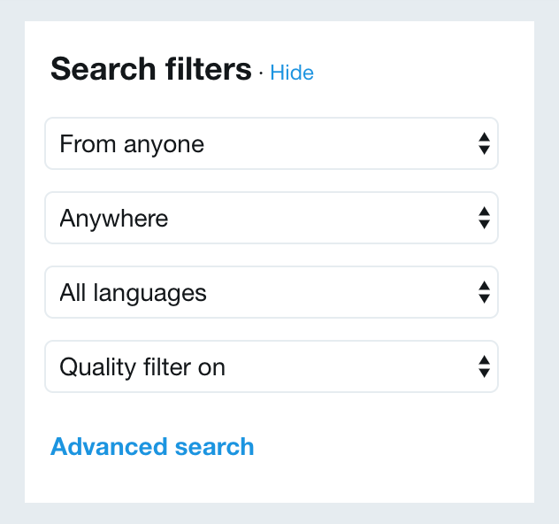 Twitter基本搜索过滤器