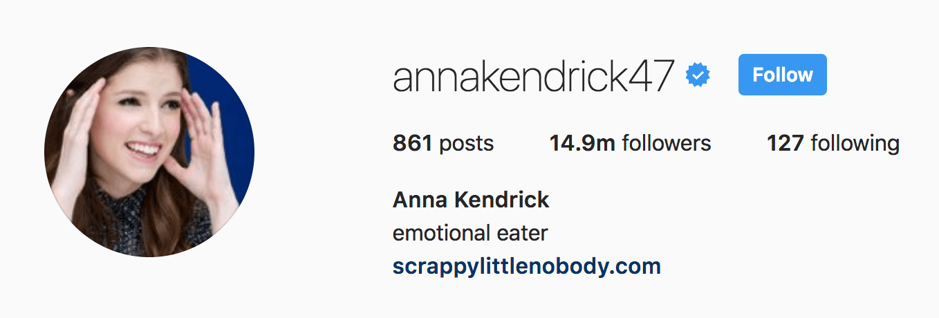 安娜·肯德里克搞笑的instagram BIOS