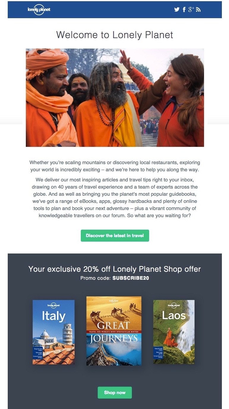 Lonely Planet电子邮件模板