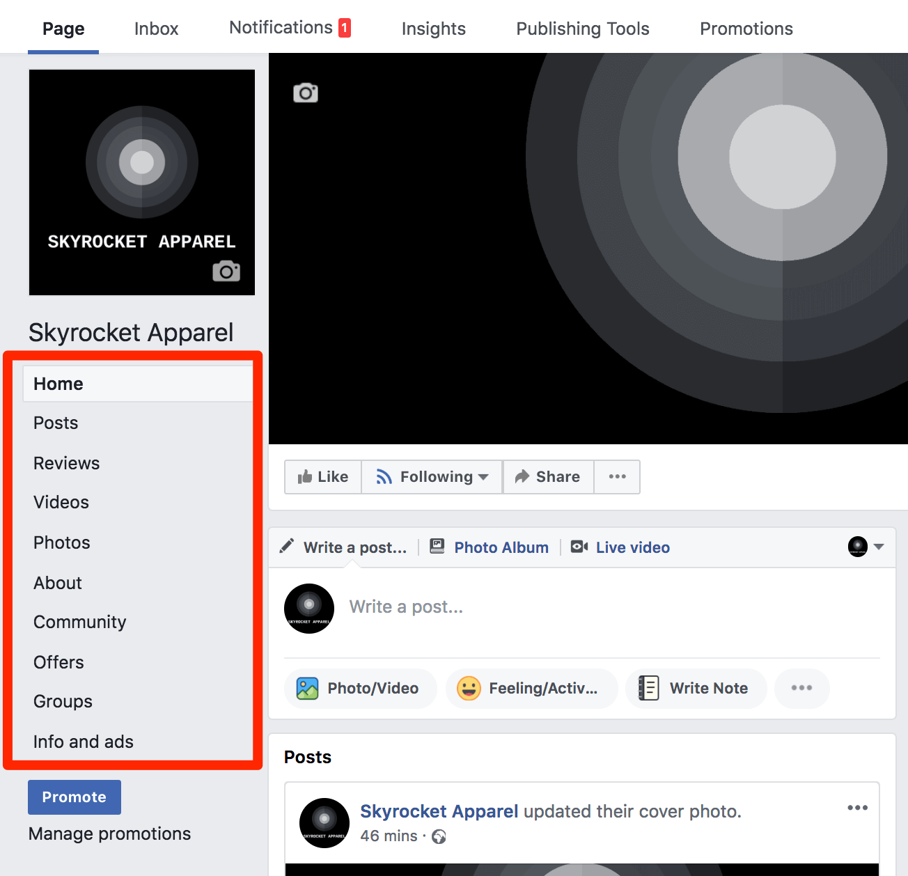 Facebook商业页标签