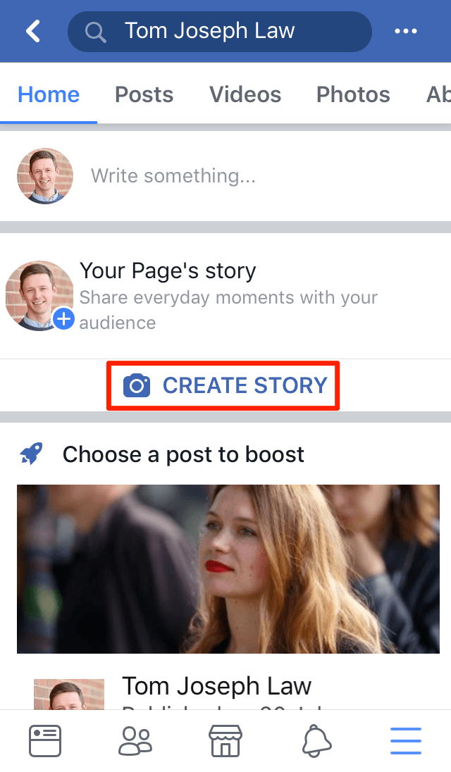 创建Facebook故事