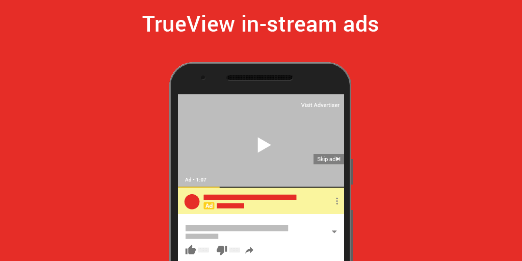 TrueView流中的YouTube广告