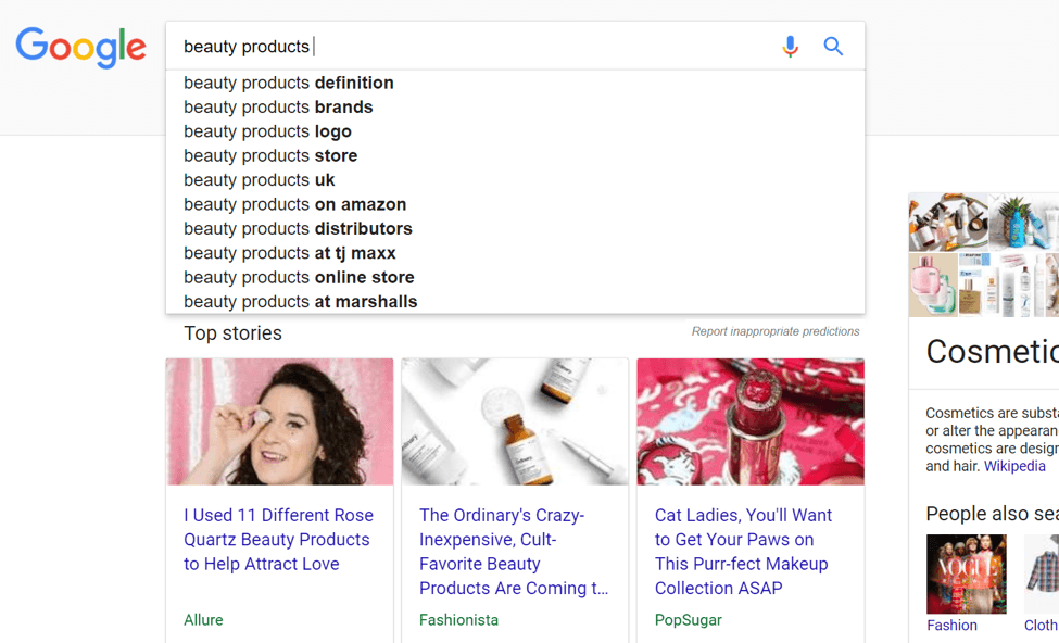 谷歌搜索建议