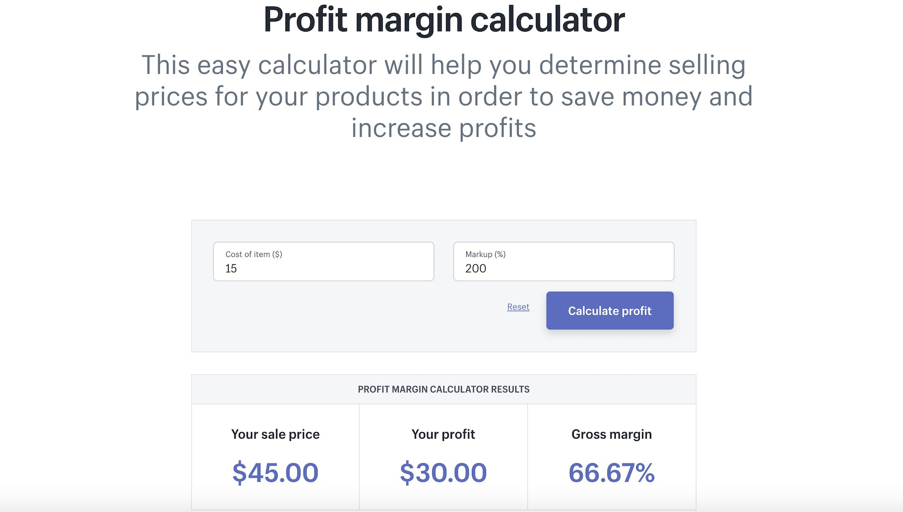 Shopify工具-利润率计算器
