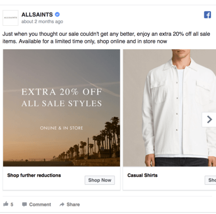 AllSaints Facebook广告设计