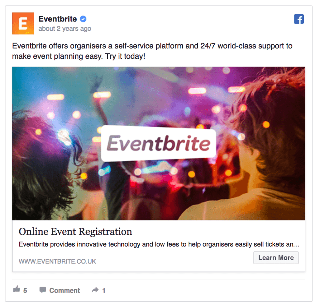 Eventbrite Facebook广告设计