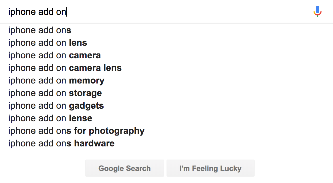 谷歌提供建议以完成搜索