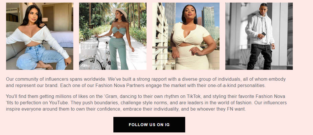 关于我们的页面灵感:Fashion Nova